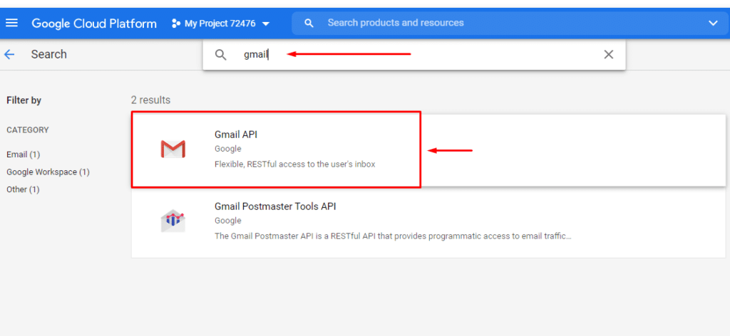 فعال سازی gmail api