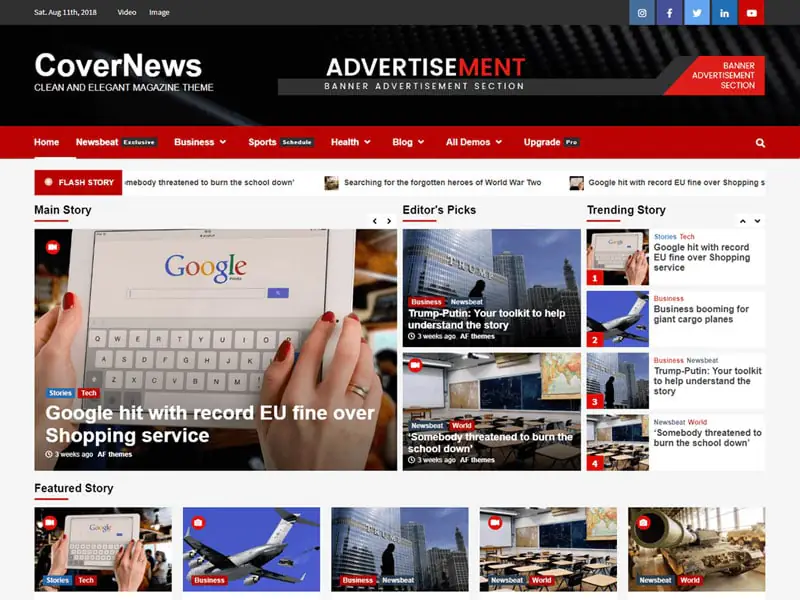دانلود قالب خبری رایگان CoverNews وردپرس