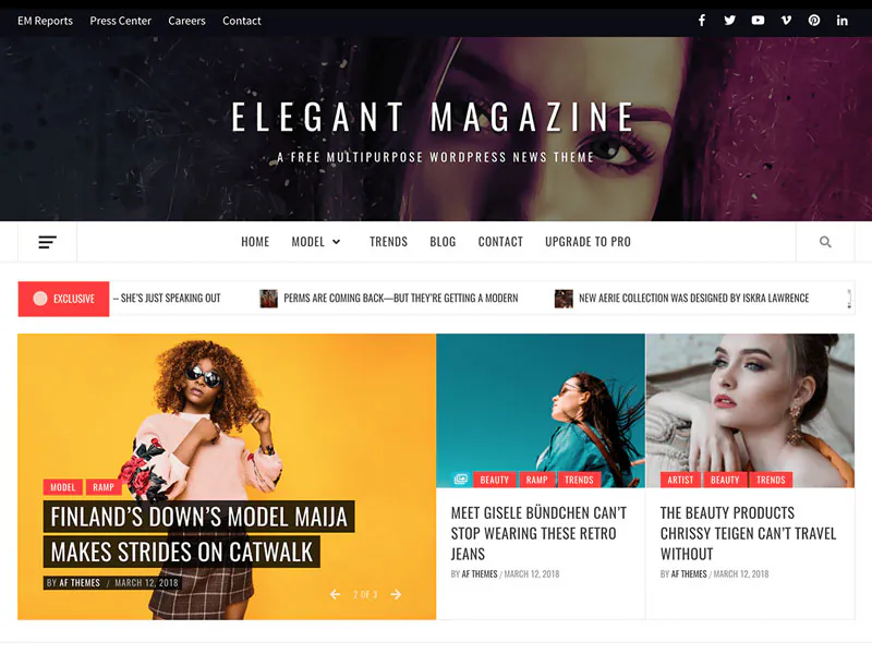 دانلود قالب خبری رایگان Elegant Magazine وردپرس