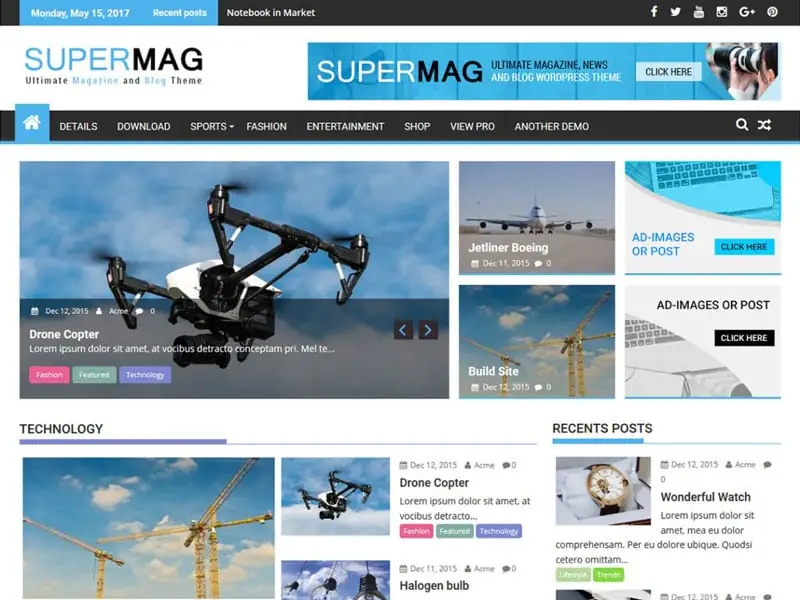 دانلود قالب خبری رایگان SuperMag وردپرس