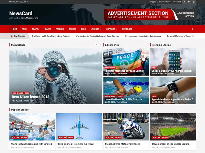 قالب رایگان مجله اینترنتی NewsCard