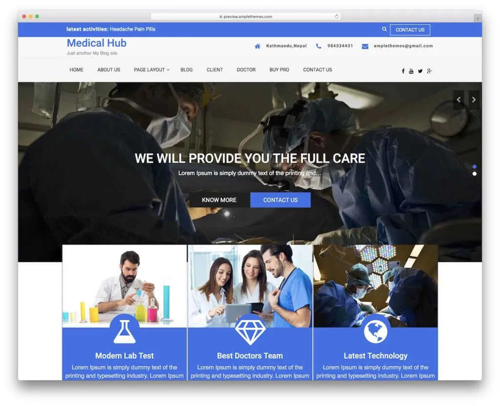 قالب پزشکی Medical Hub